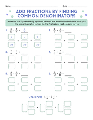 Add Fractions by Finding Common Denominators large image