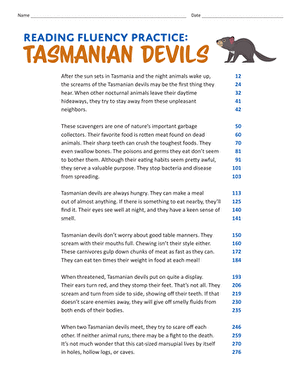 Reading Fluency Practice: Tasmanian Devils large image