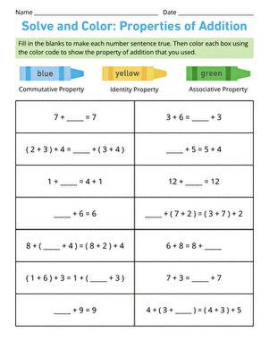 Solve and Color: Properties of Addition large image