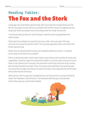 Reading Fables: The Fox and the Stork large image