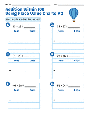 Addition Within 100 Using Place Value Charts #2 large image