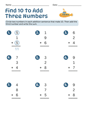 Find 10 to Add Three Numbers large image
