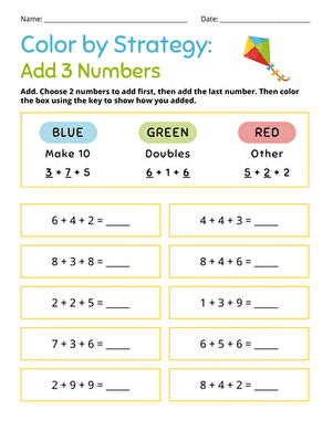 Color by Strategy: Add 3 Numbers large image