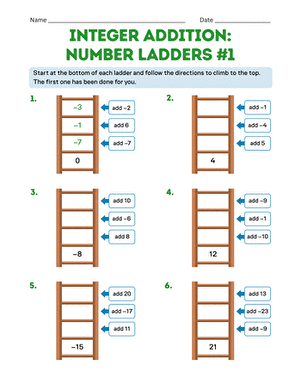 Integer Addition: Number Ladders #1 large image