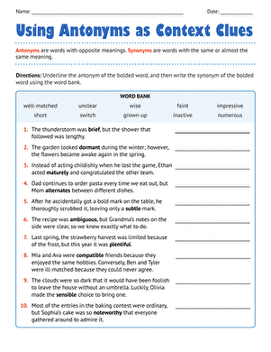 Using Antonyms as Context Clues large image