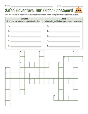 Safari Adventure: ABC Order Crossword large image