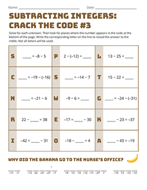 Subtracting Integers: Crack The Code #3 large image