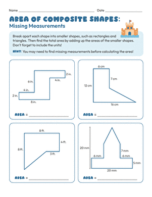 Area of Composite Shapes: Missing Measurements large image
