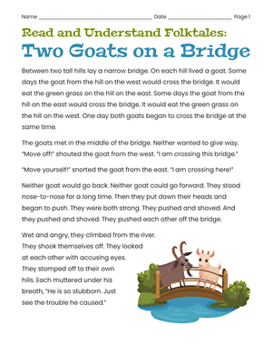 Read and Understand Folktales: Two Goats on a Bridge large image