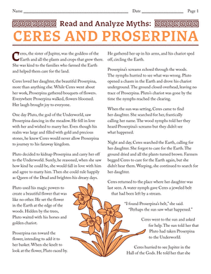 Read and Analyze Myths: Ceres and Proserpina large image