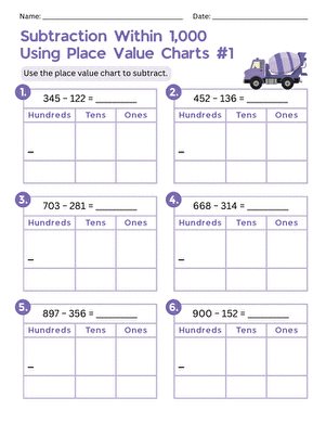 Subtraction Within 1,000 Using Place Value Charts #1 large image