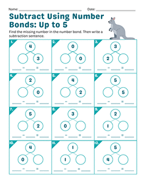 Subtract Using Number Bonds: Up to 5 large image