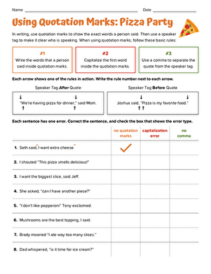 Using Quotation Marks: Pizza Party large image