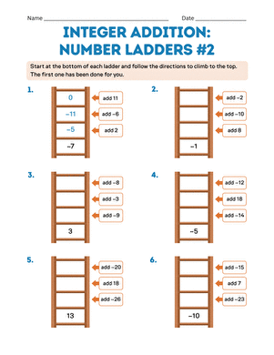 Integer Addition: Number Ladders #2 large image
