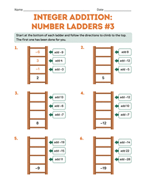 Integer Addition: Number Ladders #3 large image