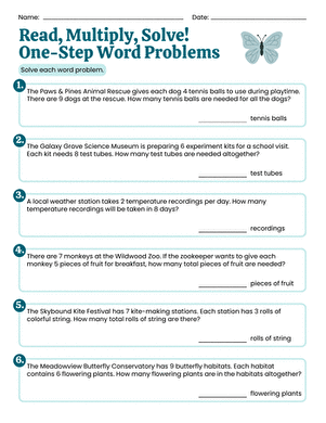 Read, Multiply, Solve! One-Step Word Problems large image