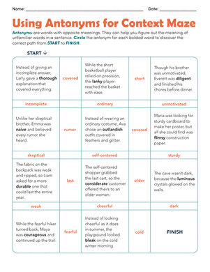 Using Antonyms for Context Maze large image