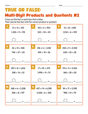 True or False: Multi-Digit Products and Quotients #2 large image
