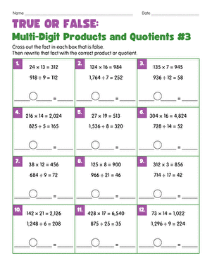 True or False: Multi-Digit Products and Quotients #3 large image