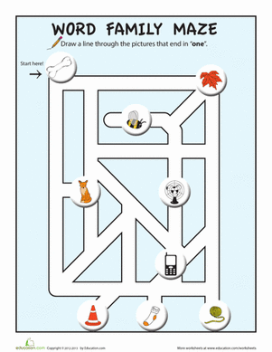 Picture Word Maze: "-one"