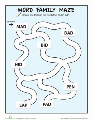 "ad" Word Family Maze