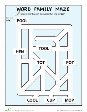 "ool" Word Family Maze