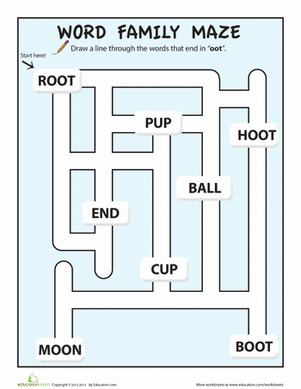 Word Family Maze "oot"