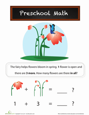 Preschool Math Flower Addition