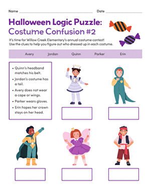 Halloween Logic Puzzle: Costume Confusion #2