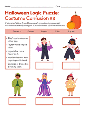 Halloween Logic Puzzle: Costume Confusion #3