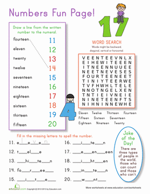 Number Practice 11-20