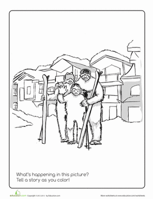Yeti Vacation Coloring Page
