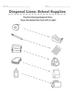 Diagonal Lines: School Supplies