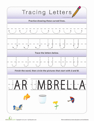 Tracing Letters J, U