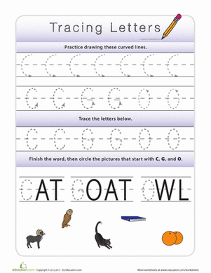 Tracing Letters C, G, O