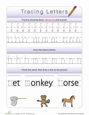 Tracing Lowercase Letters h,m,n