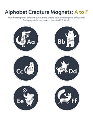 Alphabet Creature Magnets: A to F