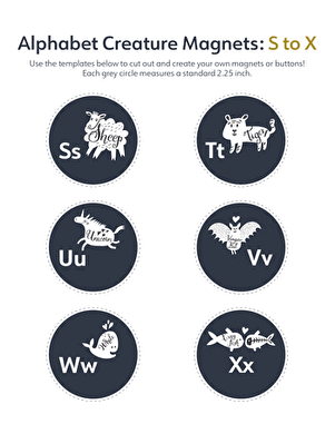Alphabet Creature Magnets: S to X