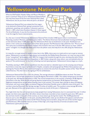 Yellowstone National Park Facts