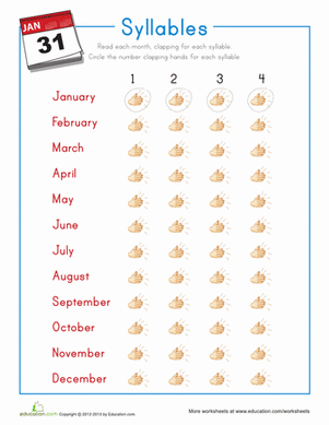 Clapping Syllables: Months