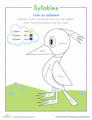 Color by Syllables: Bird