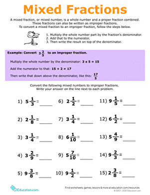 Mixed and Improper Fractions