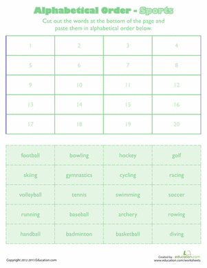Alphabetical Sports