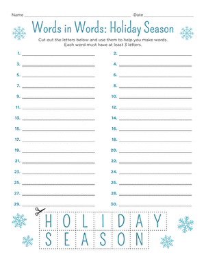 Words in Words: Holiday Season