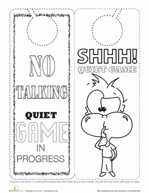 Quiet Game Door Hanger: Printer Friendly