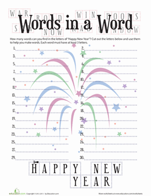 Words in a Word: Happy New Year!