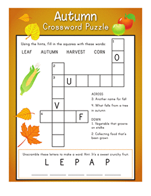 Easy Autumn Crossword