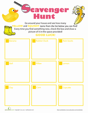 Indoor Scavenger Hunt: Yellow