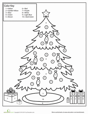 Color by Number Christmas Tree