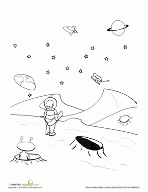 Moon Skiing Coloring Page